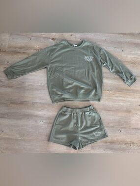 Pretty Garbage Olive Green Crewneck Sweatshirt - S